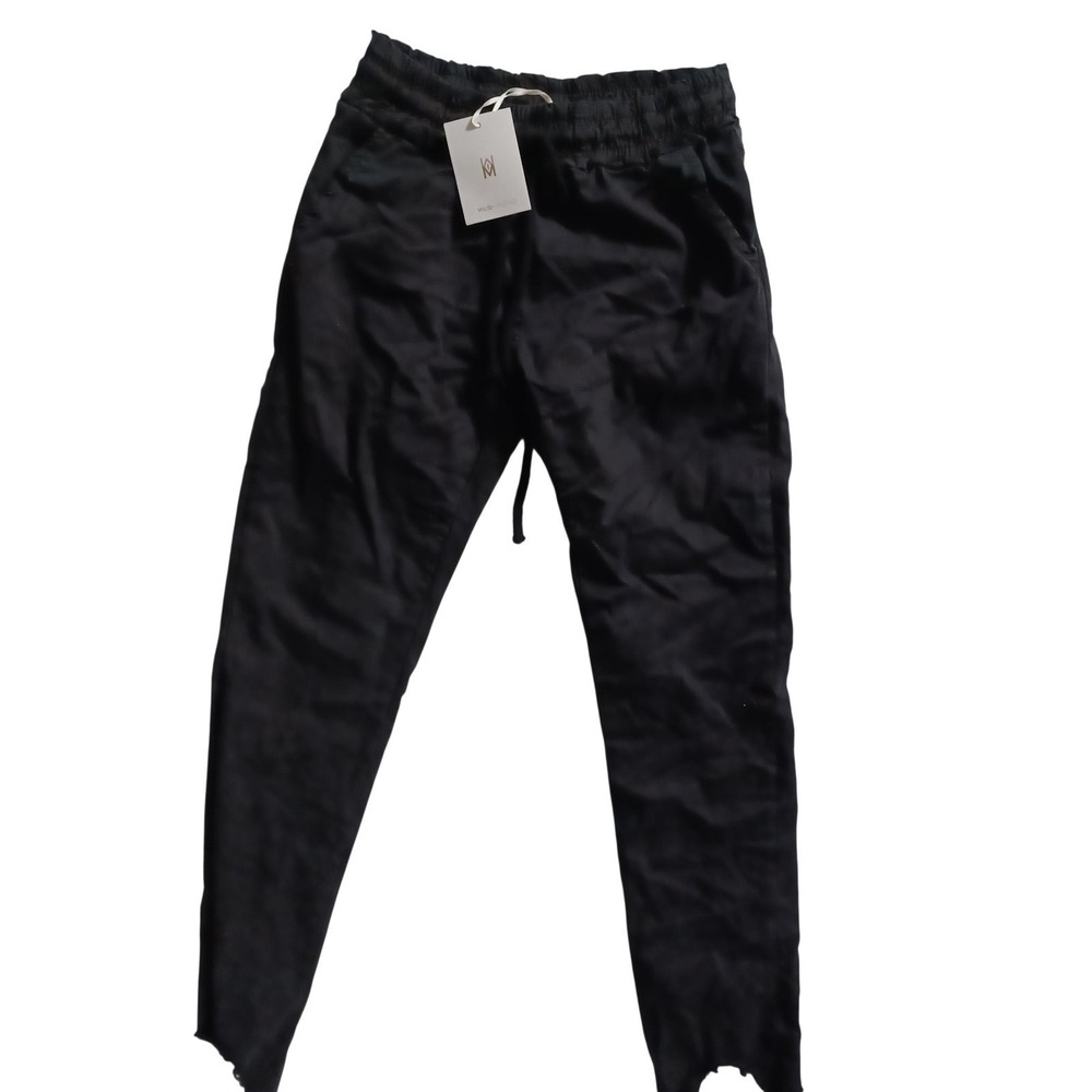 Milio Milano Pants Womens XS Black Twill Jogger Elastic Waist Made In Italy NWT